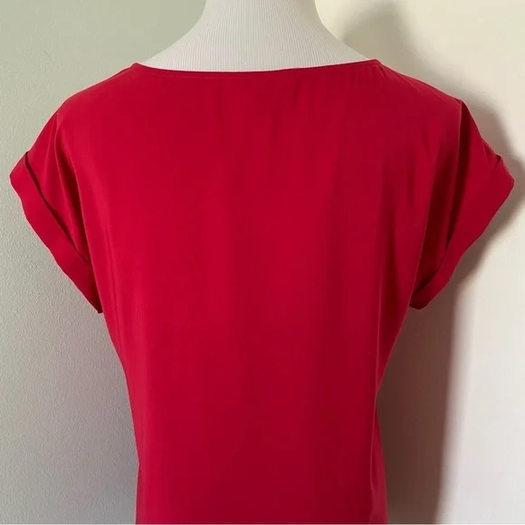 Express Women’s Short Sleeved Criss Cross Neck Red Blouse Size M - Picture 7 of 9